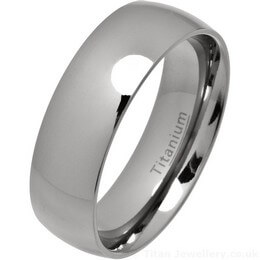 7mm Classic Court Polished Titanium Wedding Ring