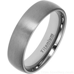 6mm Classic Court Brushed Titanium Wedding Ring 6mm Classic Court Brushed Titanium Wedding Ring