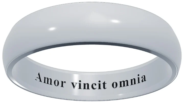 Latin wedding ring engraving idea, Amor vincit omnia, love conquers all
